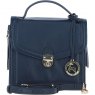 Ashwood Leather Compact Flap Over Handbag with Detachable Crossbody Strap - Navy Y-54
