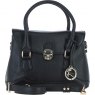 Ashwood Leather Twist Lock Compact Flap Handbag - Black Y-55