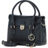 Ashwood Leather Twist Lock Compact Flap Handbag - Black Y-55