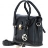 Ashwood Leather Twist Lock Compact Flap Handbag - Black Y-55