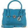Ashwood Leather Twist Lock Compact Flap Handbag - Turquoise Y-55