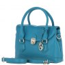 Ashwood Leather Twist Lock Compact Flap Handbag - Turquoise Y-55