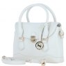 Ashwood Leather Twist Lock Compact Flap Handbag - White Y-55