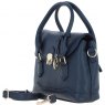 Ashwood Leather Twist Lock Compact Flap Handbag - Navy Y-55