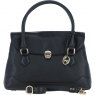 Ashwood Leather Twist Lock Large Flap Handbag with Crossbody Strap - Black Y-56