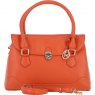 Ashwood Leather Twist Lock Large Flap Handbag with Crossbody Strap - Orange Y-56