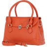 Ashwood Leather Twist Lock Large Flap Handbag with Crossbody Strap - Orange Y-56