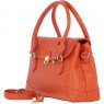 Ashwood Leather Twist Lock Large Flap Handbag with Crossbody Strap - Orange Y-56