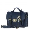 Ashwood Leather Twist Lock Medium Satchel - Navy Y-62