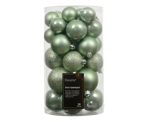 Baubles Shiny/Matt/Glitter Matcha Green - Pack of 30