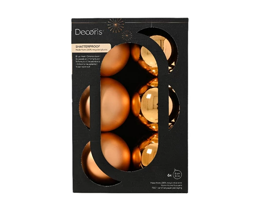 Baubles Shiny/Matt Brandy - Pack of 6