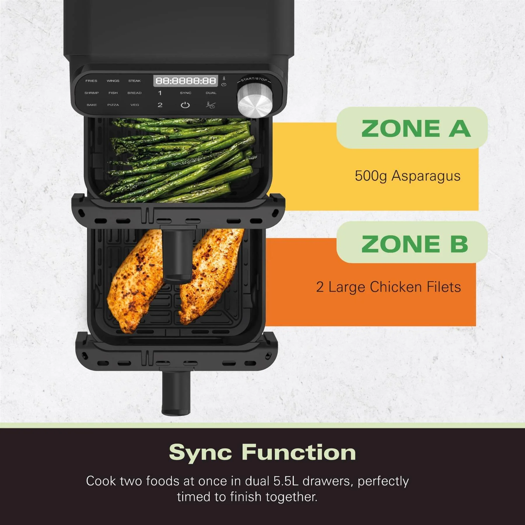 Hamilton Beach XXL Dual Stack 2 Drawer Air Fryer 11L