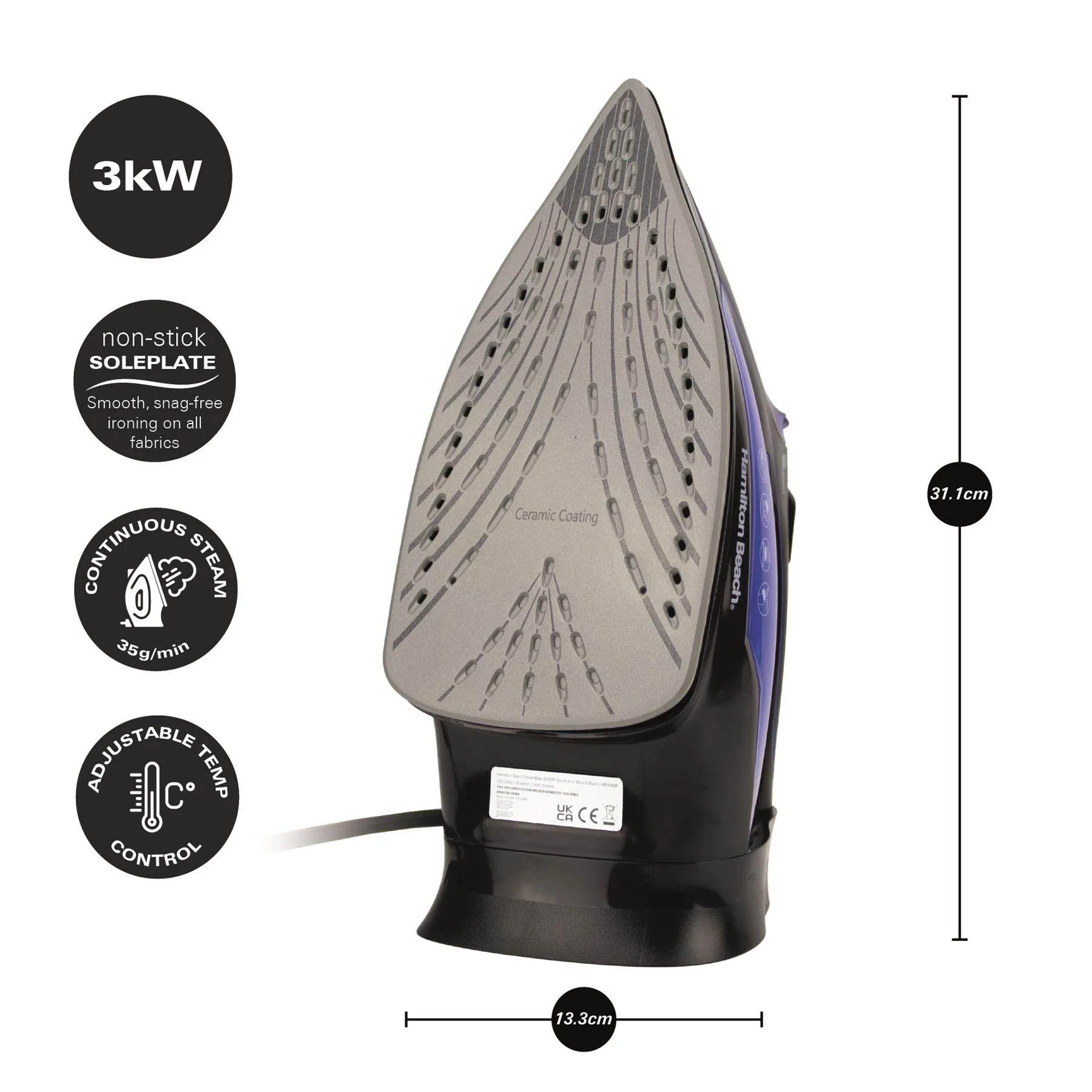 Hamilton Beach Pro SteamMax 3000w Steam Iron - Blue & Black