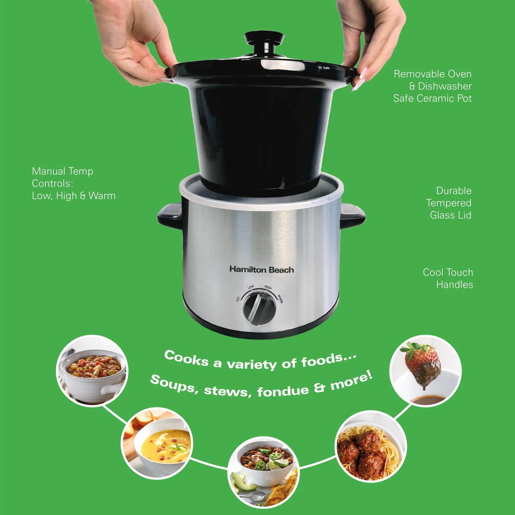 Hamilton Beach Hamilton Beach The Mighty Mini 1.8L Slow Cooker - Silver