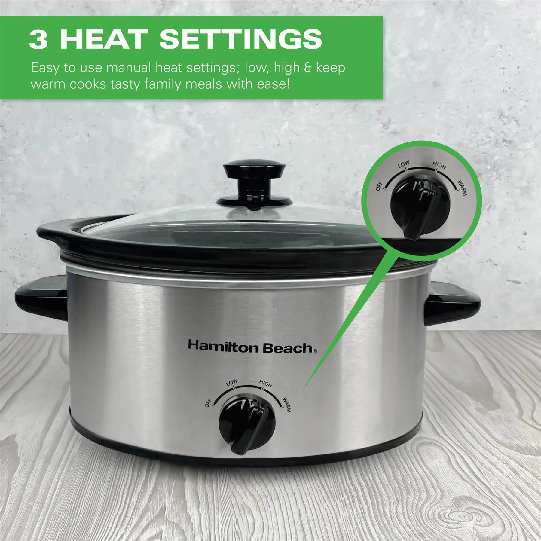 Hamilton Beach The Comfort Cook 3.5L Slow Cooker - Silver