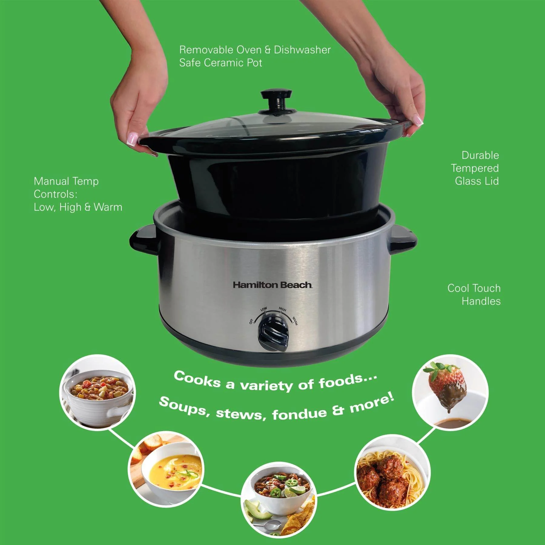 Hamilton Beach The Comfort Cook 3.5L Slow Cooker - Silver