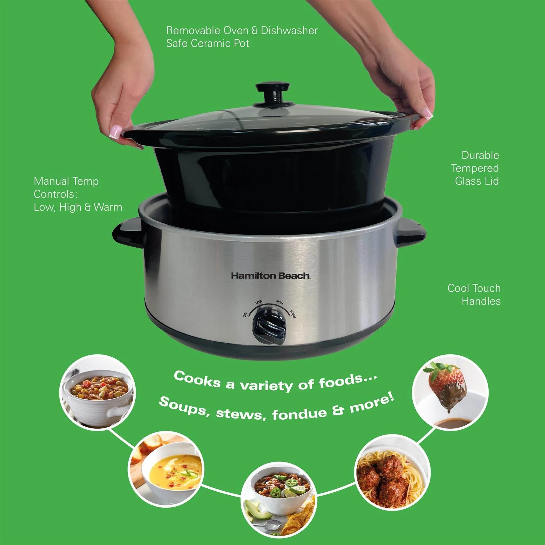 Hamilton Beach The Family Favourite 6.5L Slow Cooker - Silver