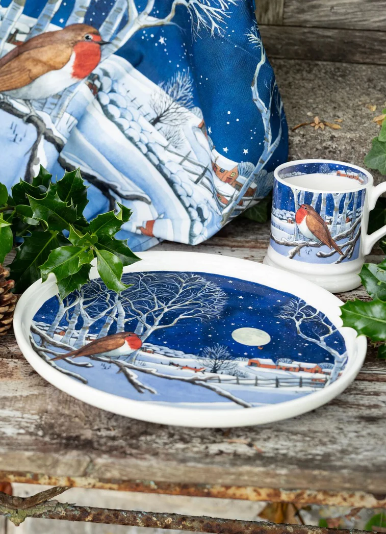 Emma Bridgewater Midnight Robin Flat Serving Plate