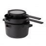 Luxe Kitchen All In One Nesting Cookware Set - Black