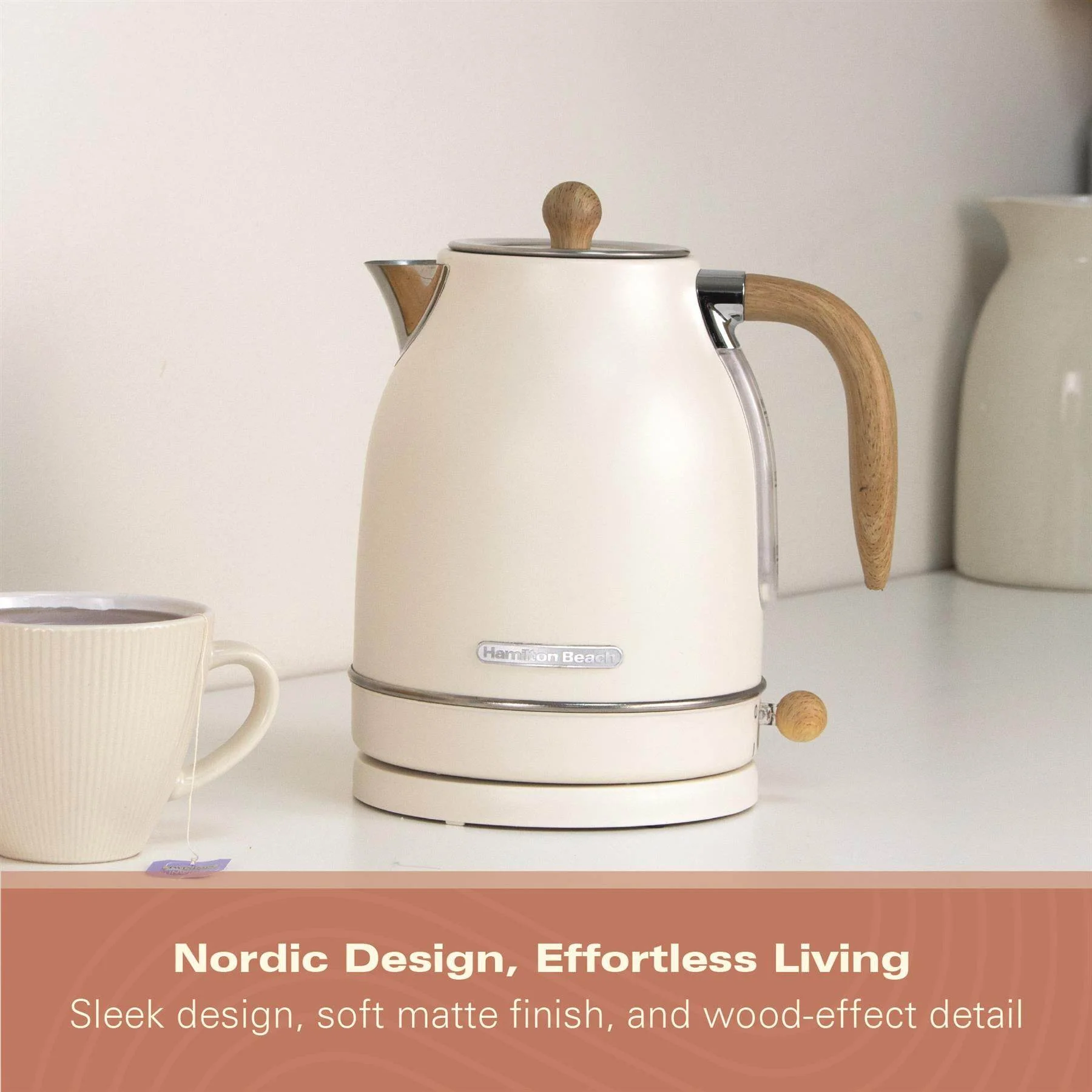 Hamilton Beach Scandi 1.7L Jug Kettle - Matte Cream