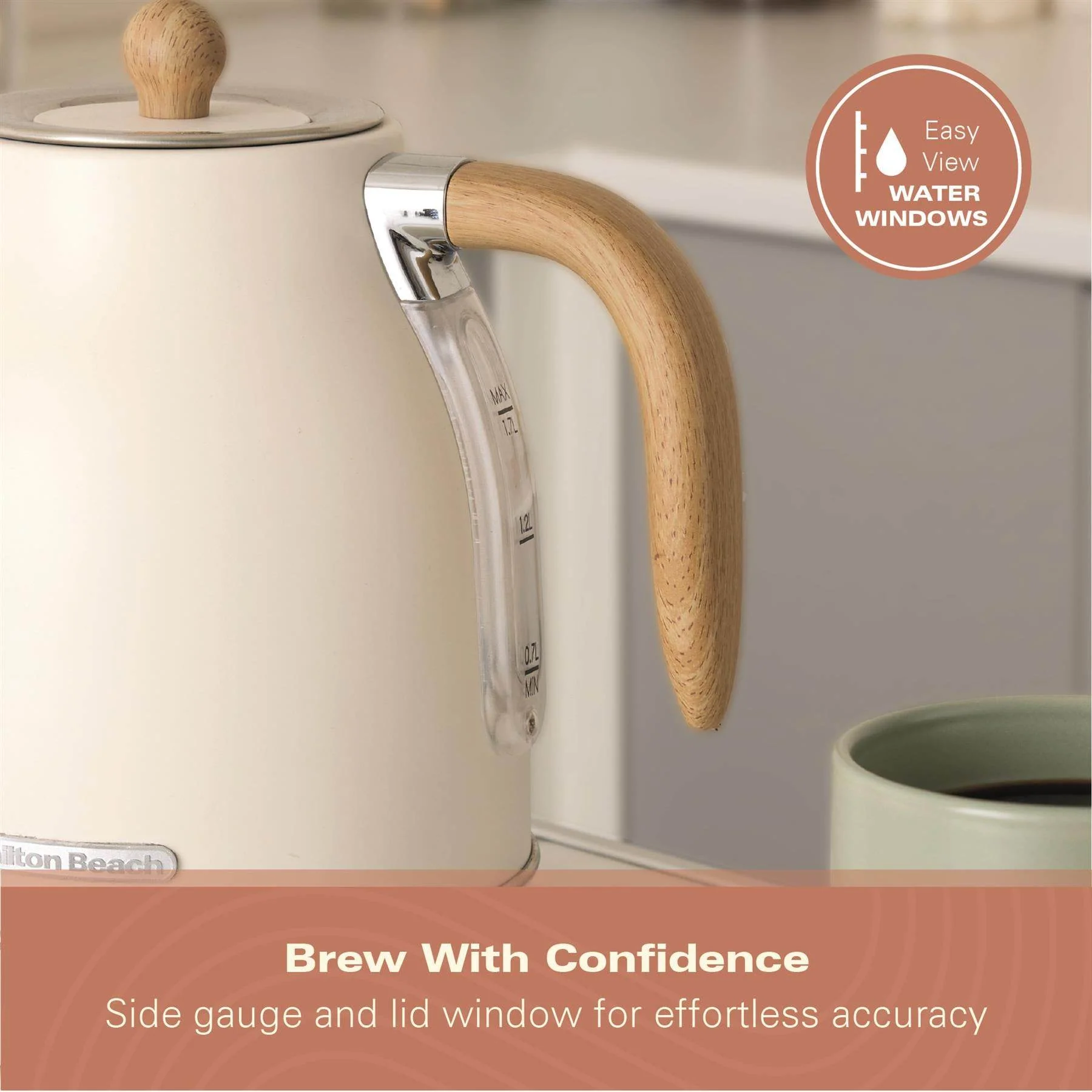 Hamilton Beach Scandi 1.7L Jug Kettle - Matte Cream