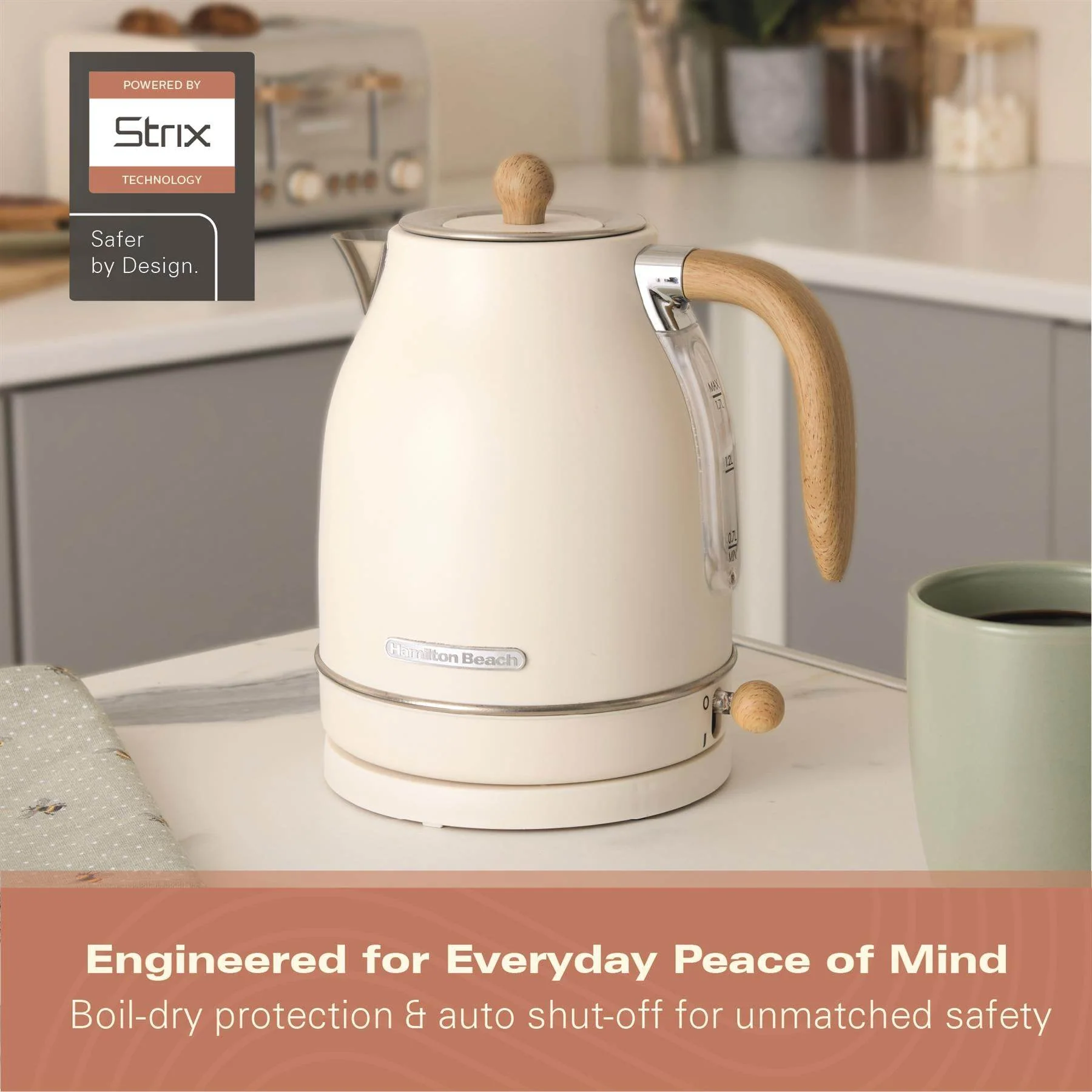 Hamilton Beach Scandi 1.7L Jug Kettle - Matte Cream