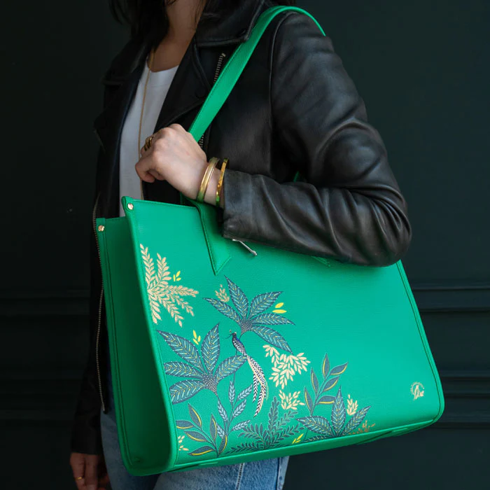 Sara Miller Boxed Tote - Green Botanic