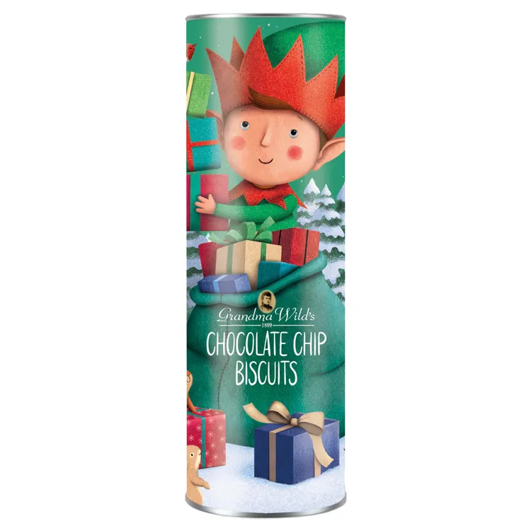 Grandma Wild's Helpful Elf Tube With Chocolate Chip Chip Biscuits 200g