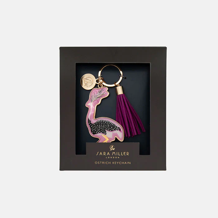 Sara Miller Savannah Pink Ostrich Keyring