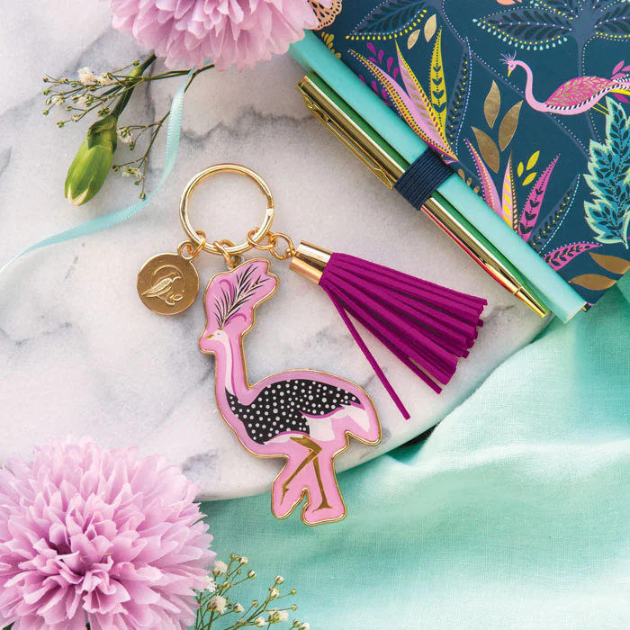 Sara Miller Savannah Pink Ostrich Keyring