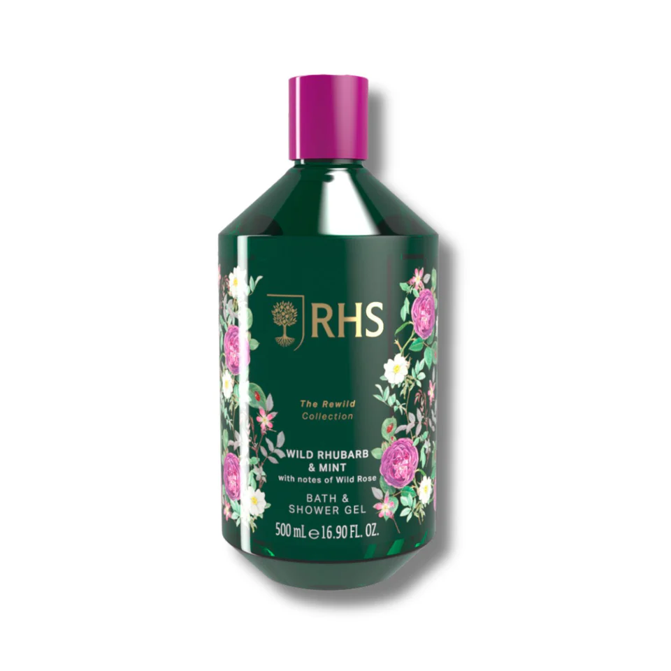 RHS The Rewild Collection Wild Rhubarb & Mint Shower Gel 500ml