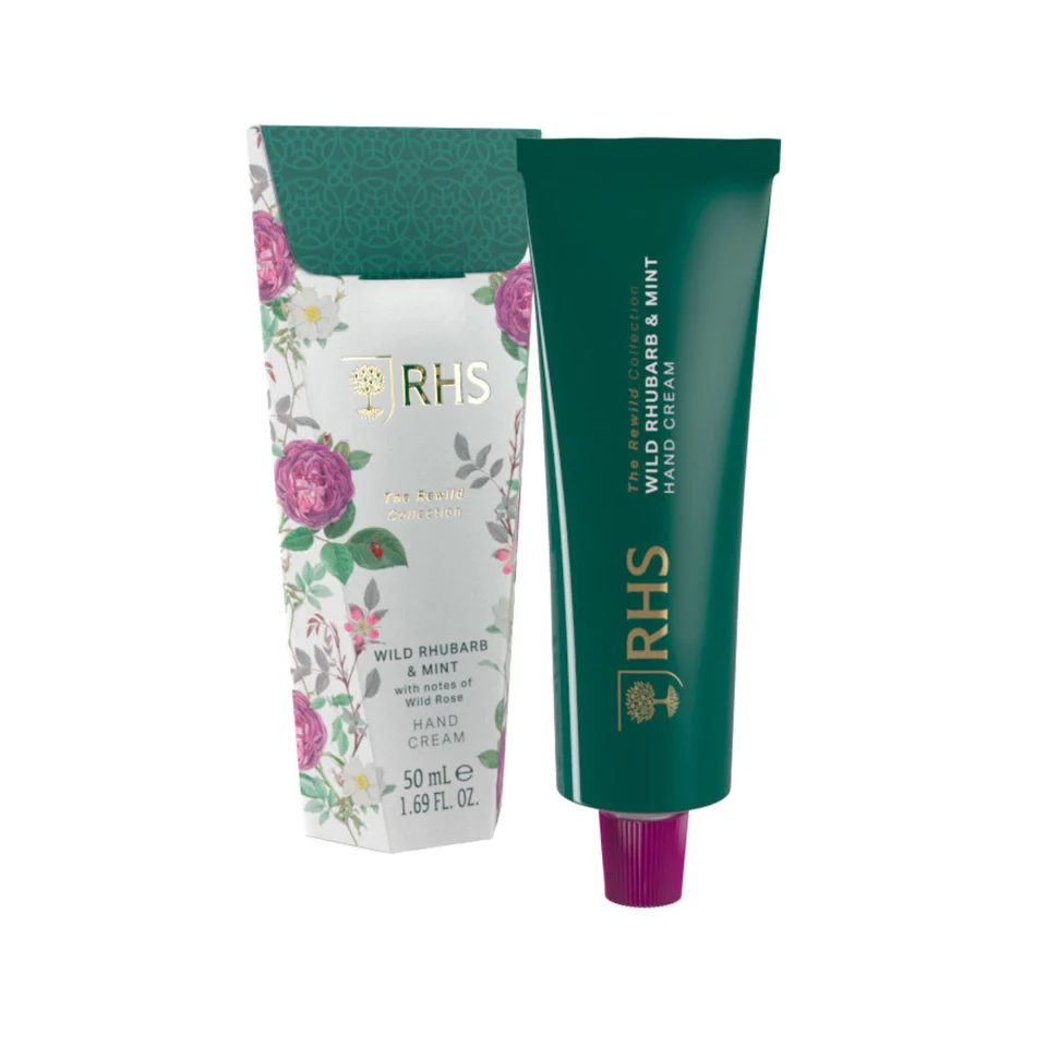 RHS The Rewild Collection Wild Rhubarb & Mint Hand Cream Boxed 50ml