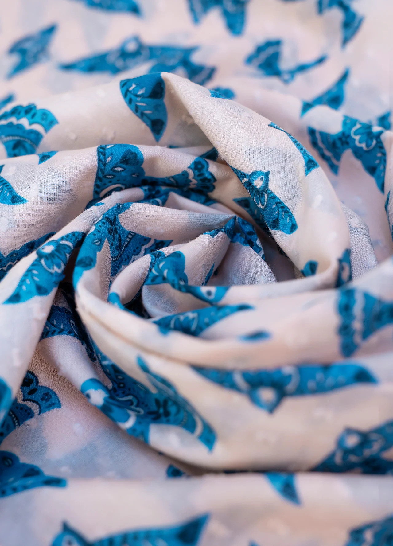 Powder Cotton Infinity Scarf - Watercolour Birds