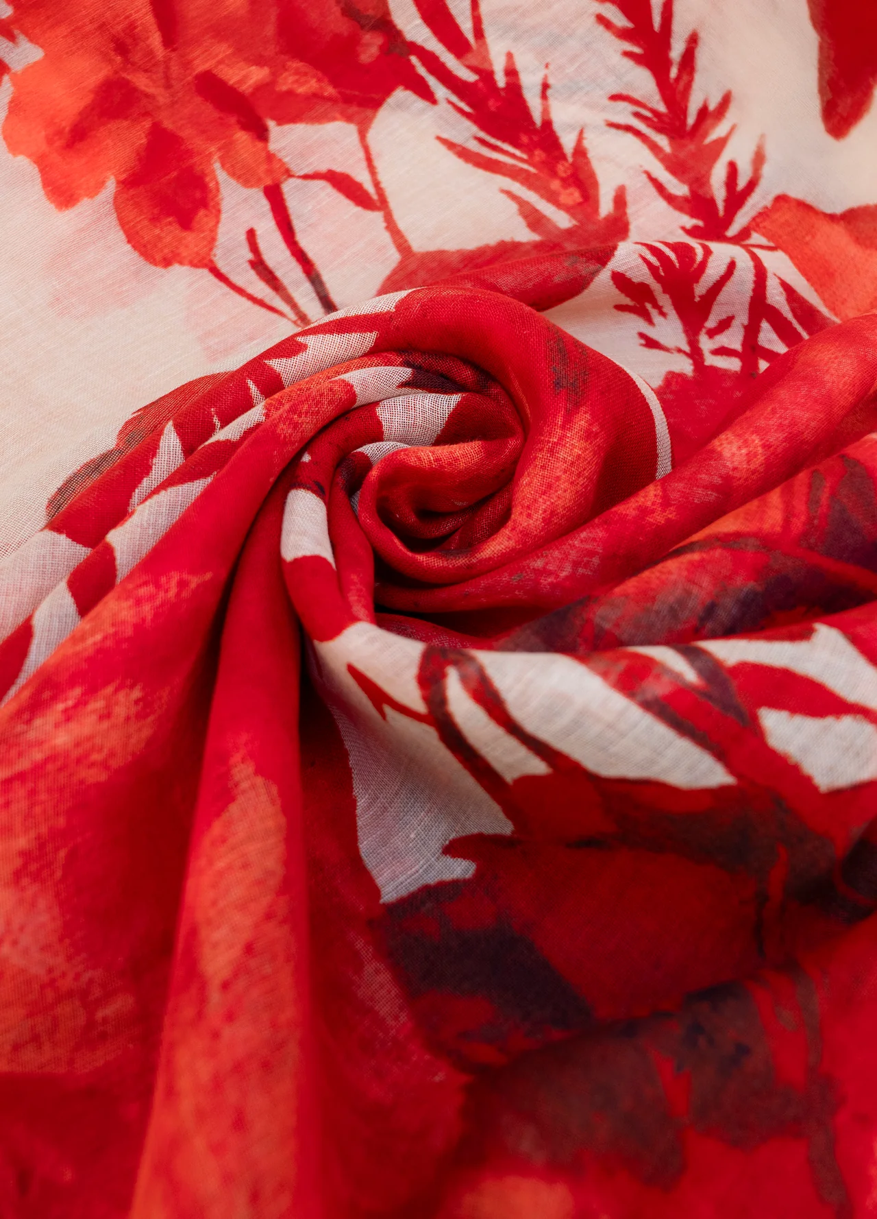 Powder Linen/Cotton Mix Scarf - Rouge Blooms