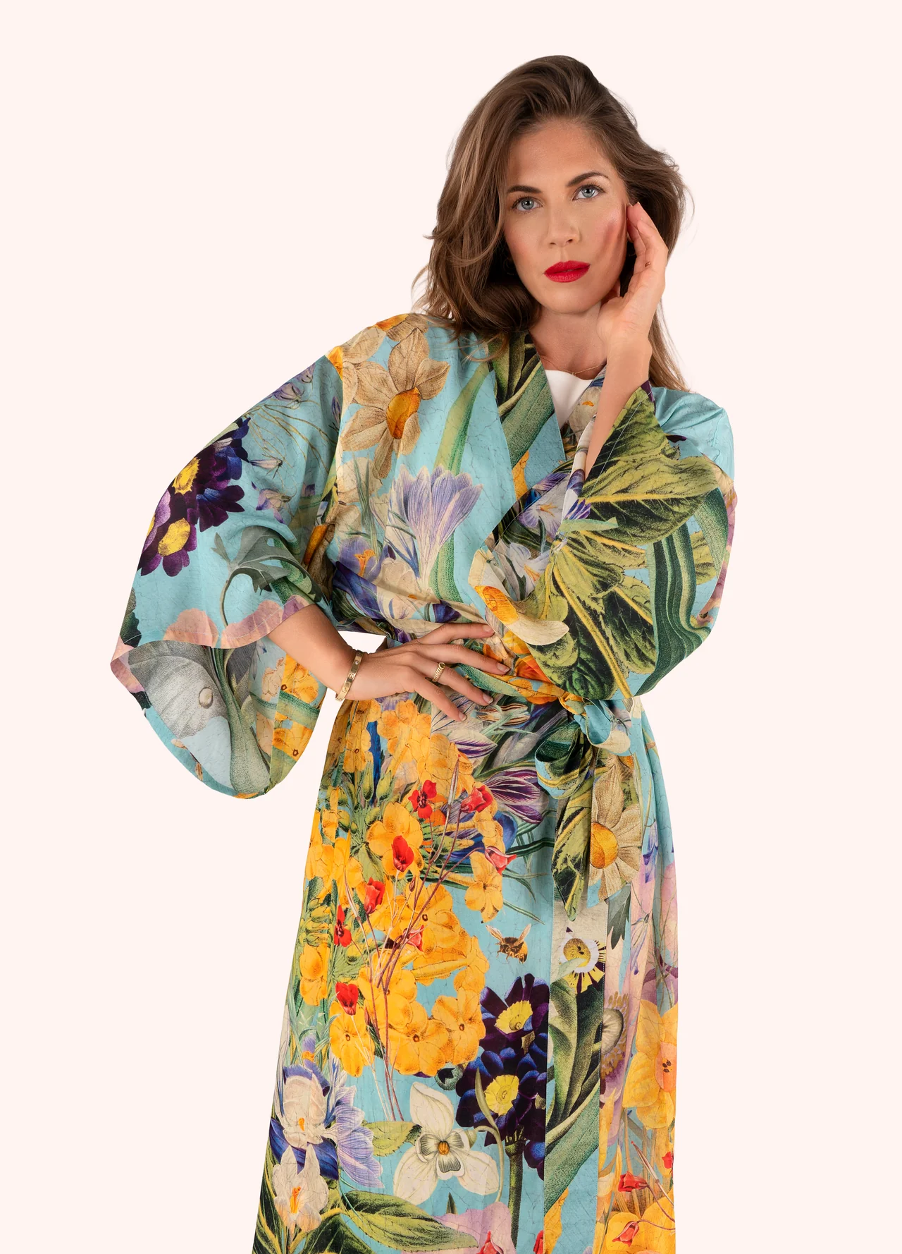 Powder Kimono Gown - Spring Flora