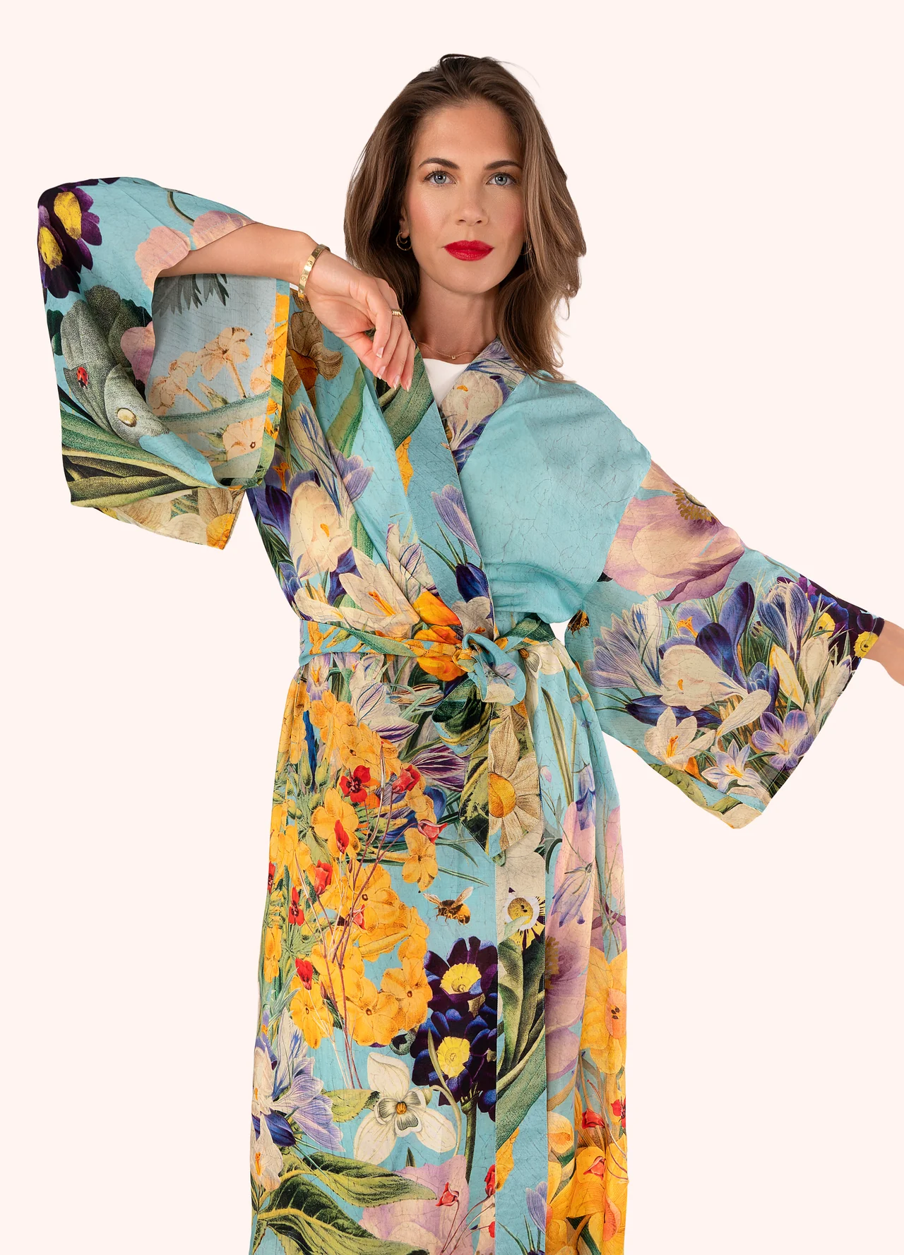 Powder Kimono Gown - Spring Flora