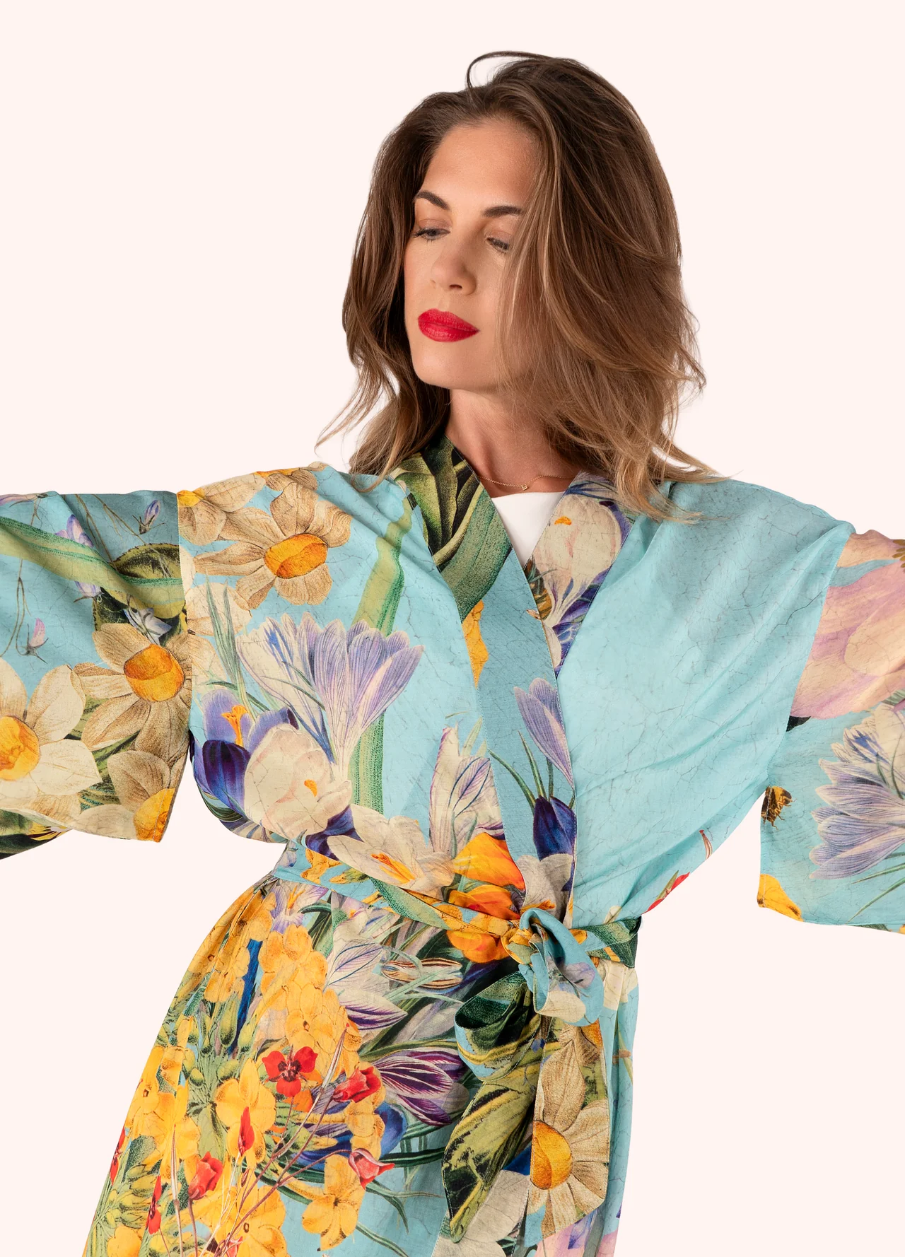 Powder Kimono Gown - Spring Flora