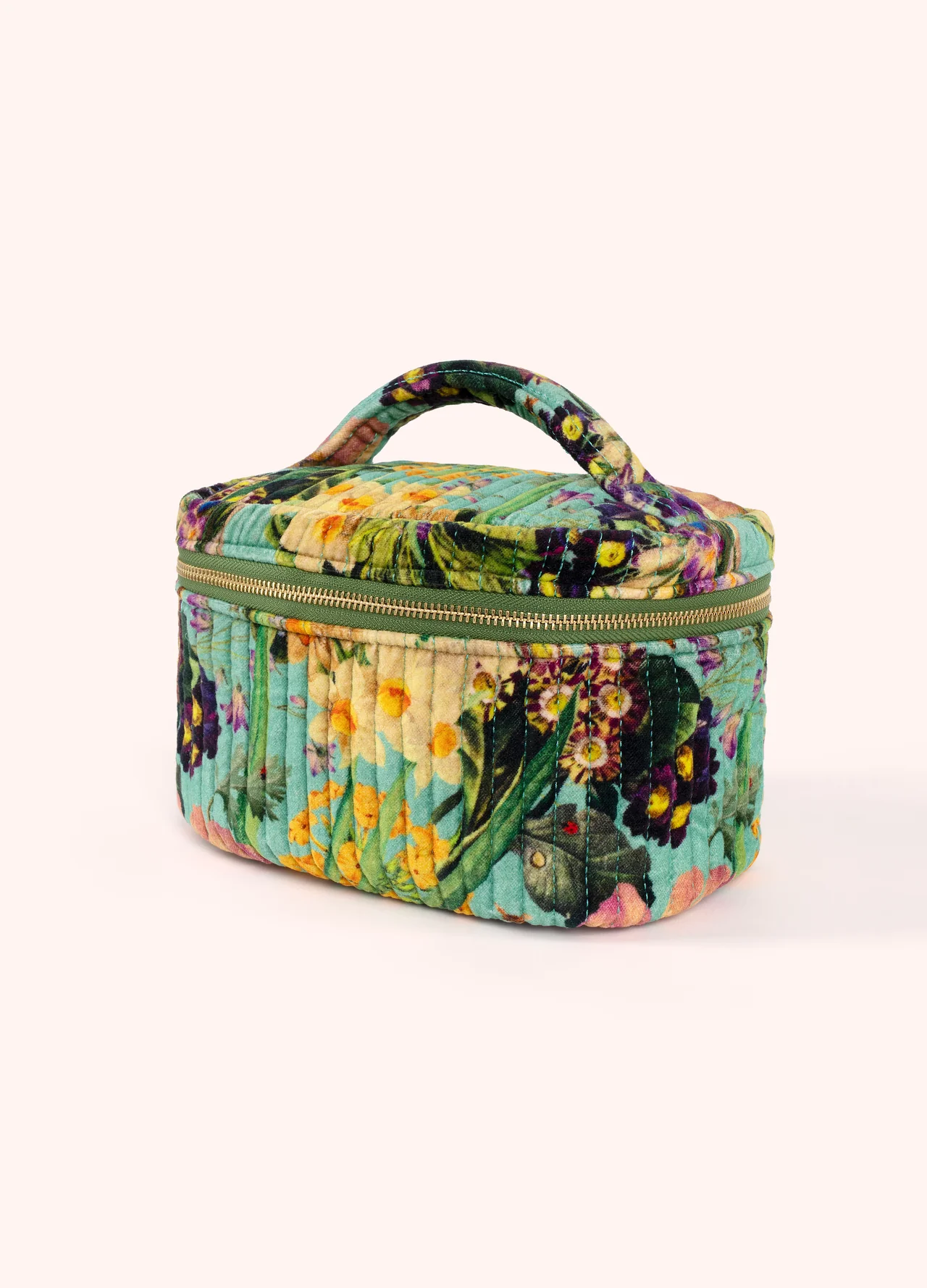 Powder Quilted Velvet Vanity Case - Spring Flora