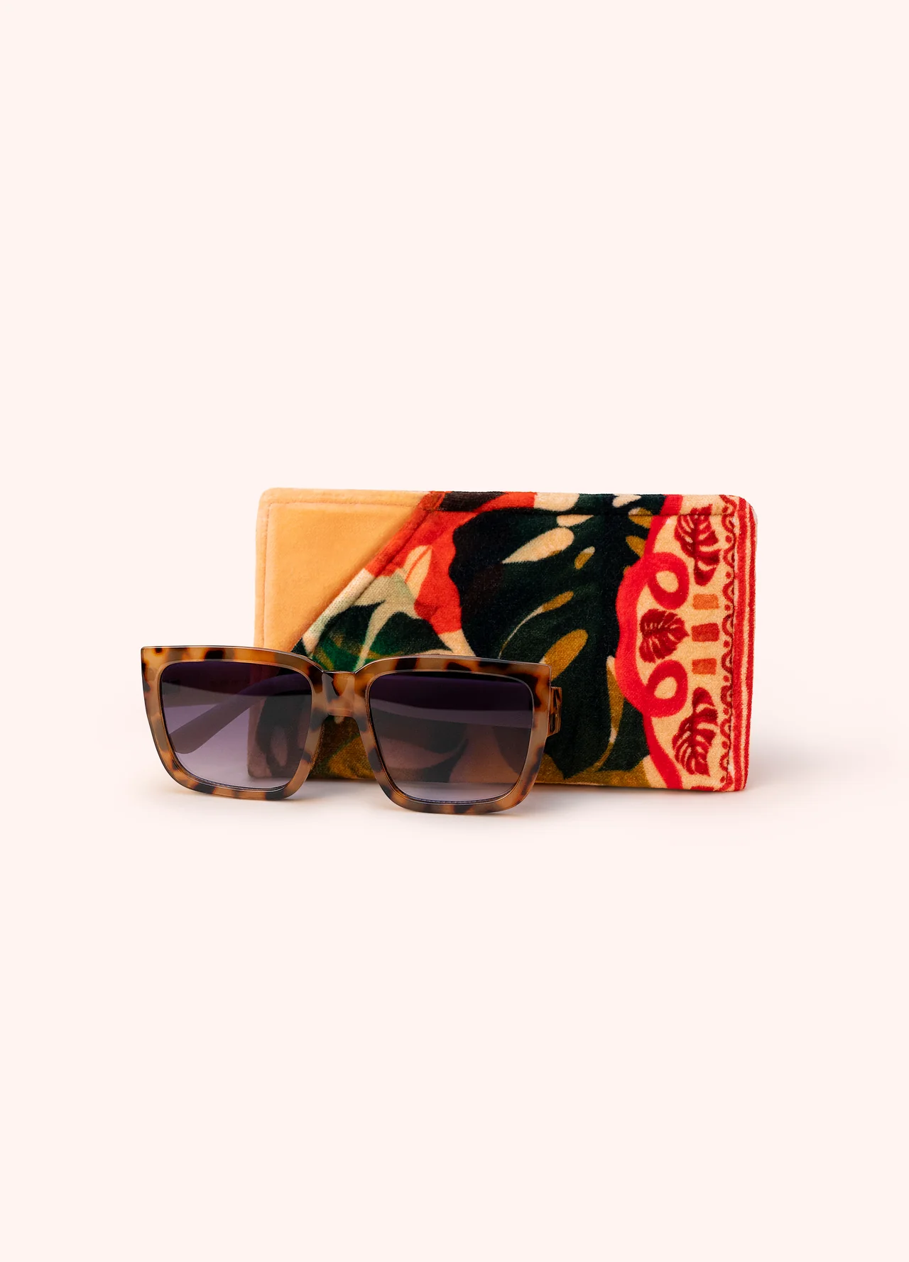 Powder Velvet Sunglasses Pouch - Exotic Leaves