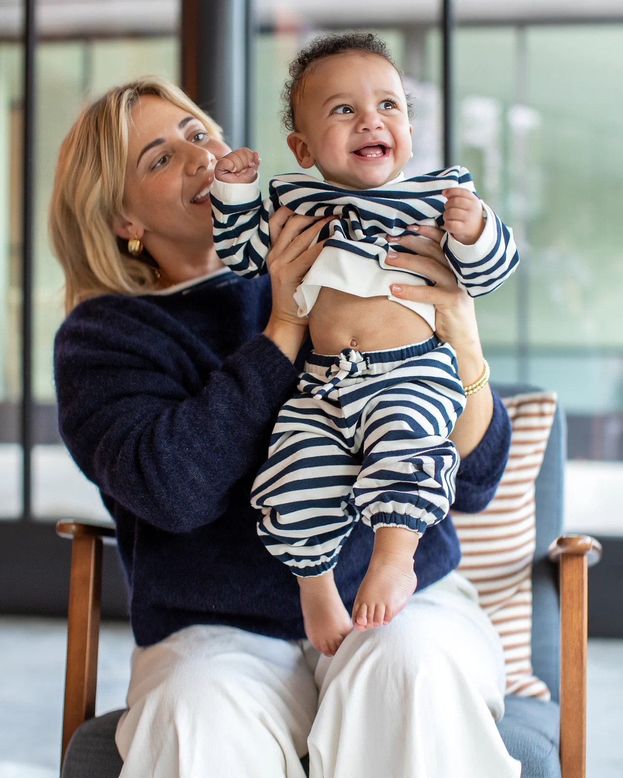 Chalk Hoglet Stripe Set Navy/Ecru