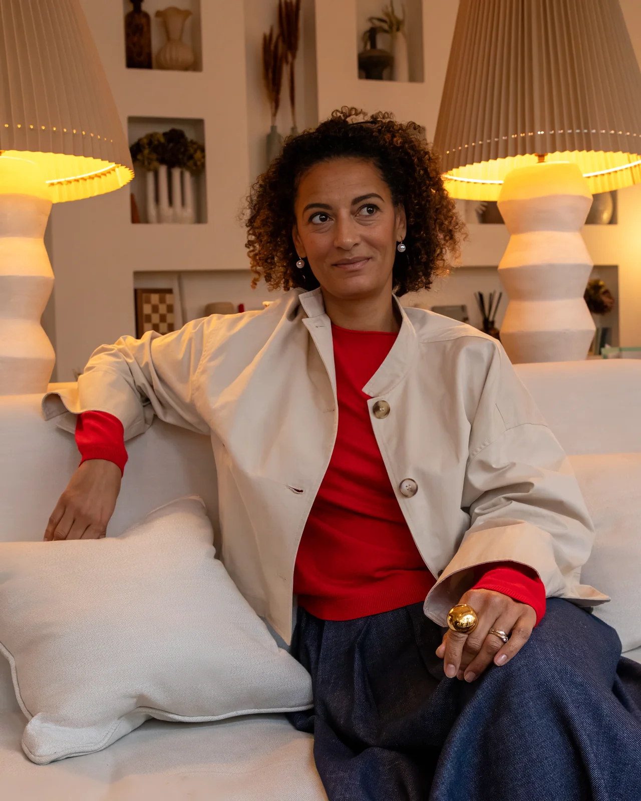 Chalk Cambridge Pull Through Ball Earrings - Pearl