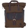 Fenland Canvas & Leather Backpack - Brandy/Green FEN755