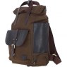 Fenland Canvas & Leather Backpack - Brandy/Green FEN755