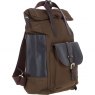 Fenland Canvas & Leather Backpack - Brandy/Green FEN755