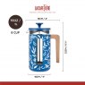 La Cafetière Pisa 8 Cup 1L Stainless Steel Cafetiere - Blu Fiorato
