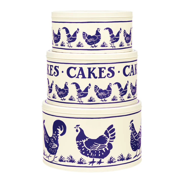 Emma Bridgewater Blue Hens Set of 3 Cake Tins