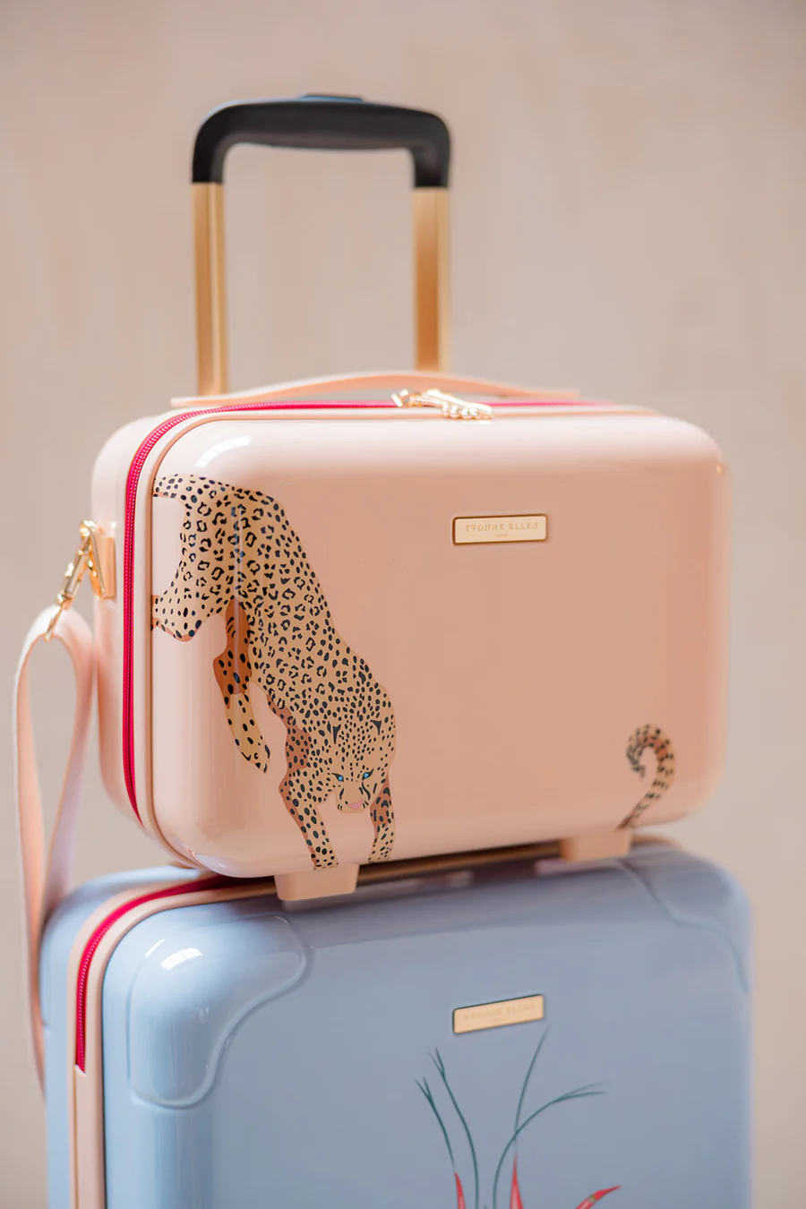 Yvonne Ellen Vintage Pink & Cheetah Vanity Case