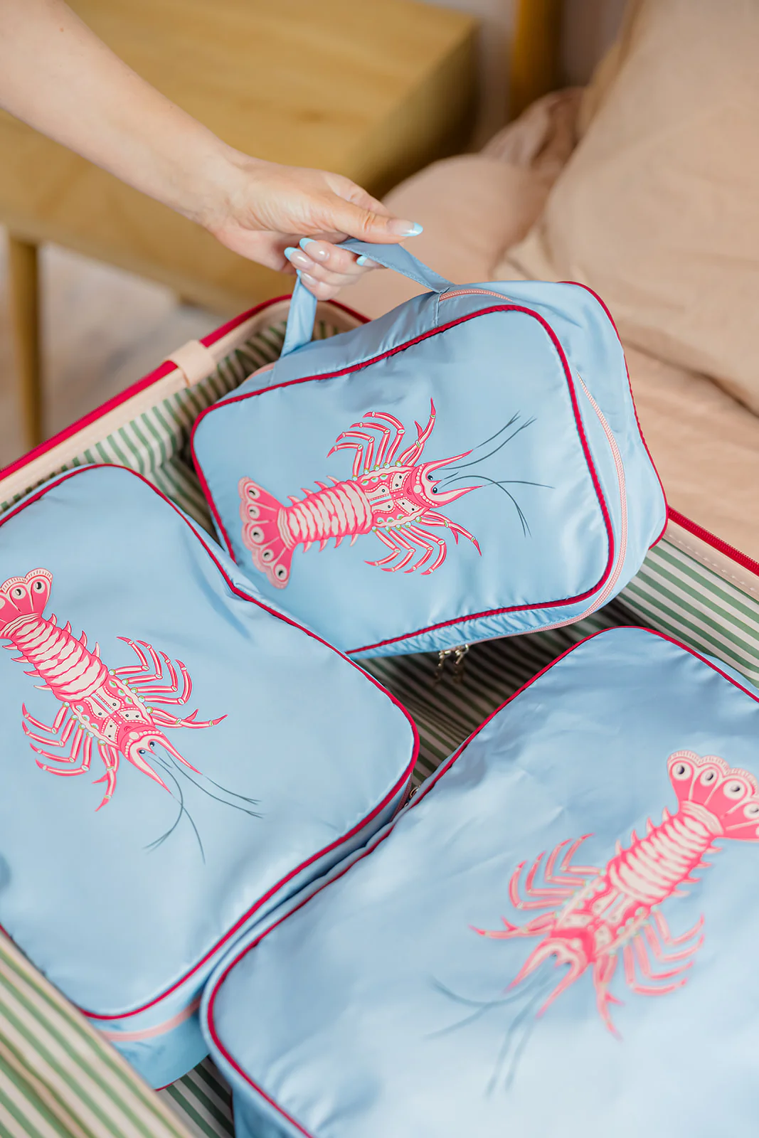 Yvonne Ellen Pale Blue Lobster Packing Cube 4 Piece Set