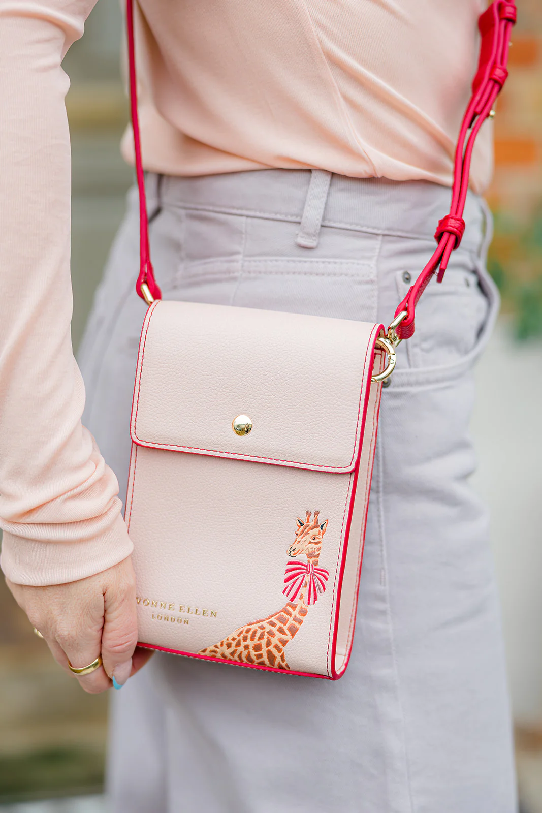 Yvonne Ellen Yvonne Ellen Vintage Pink Giraffe Crossbody Pouch