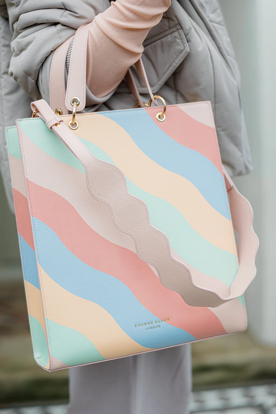 Yvonne Ellen Wobble Stripe Large Structured Tote